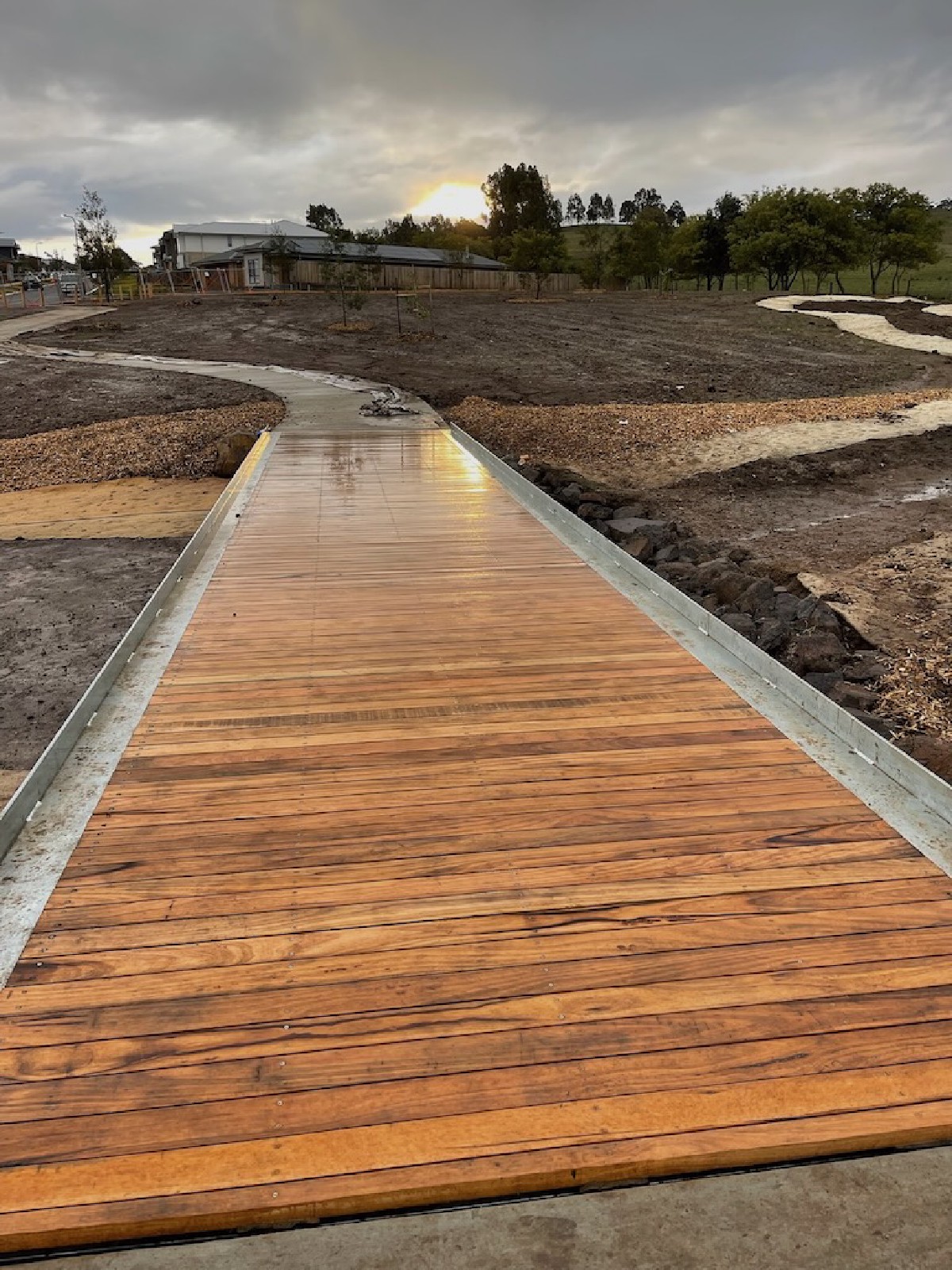 Setting out floor panels across the new span