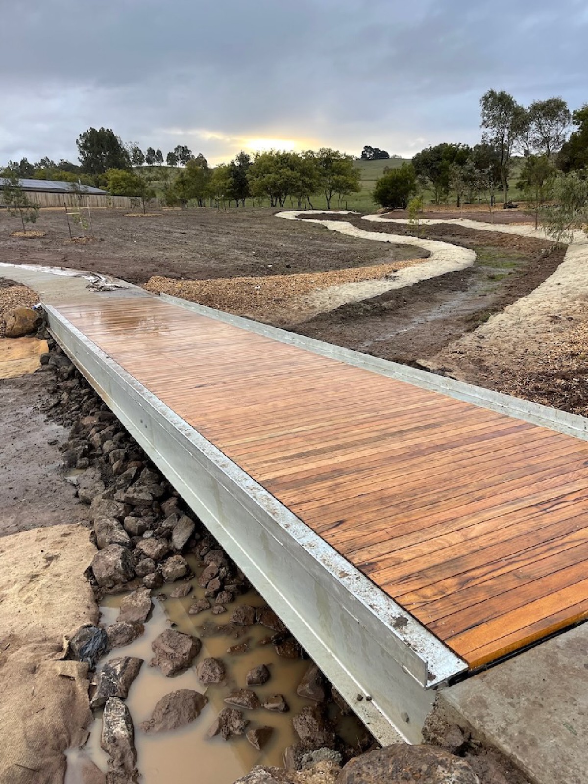 Completed footbridge deck through the estate