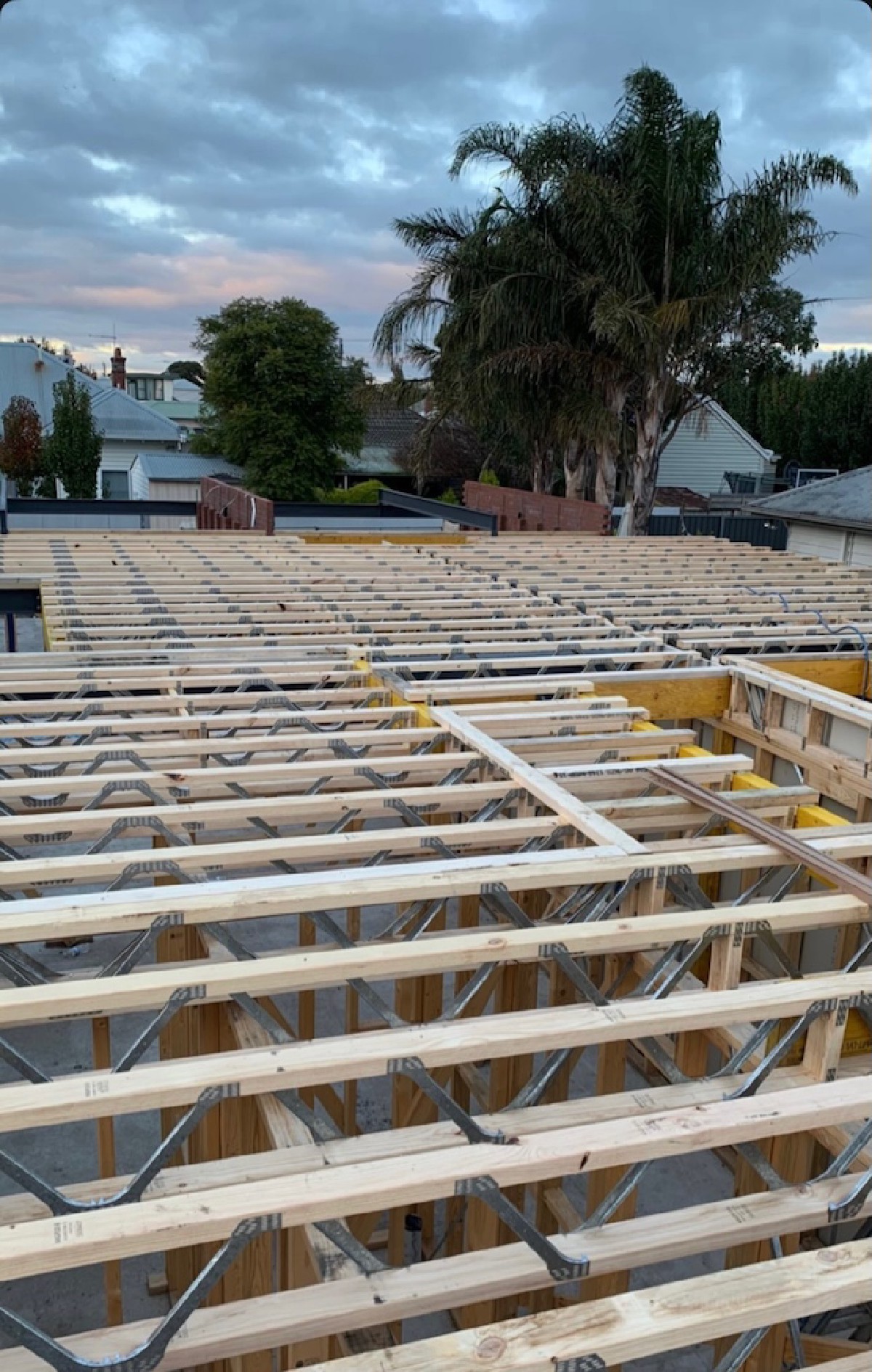Roof framing prepared for install