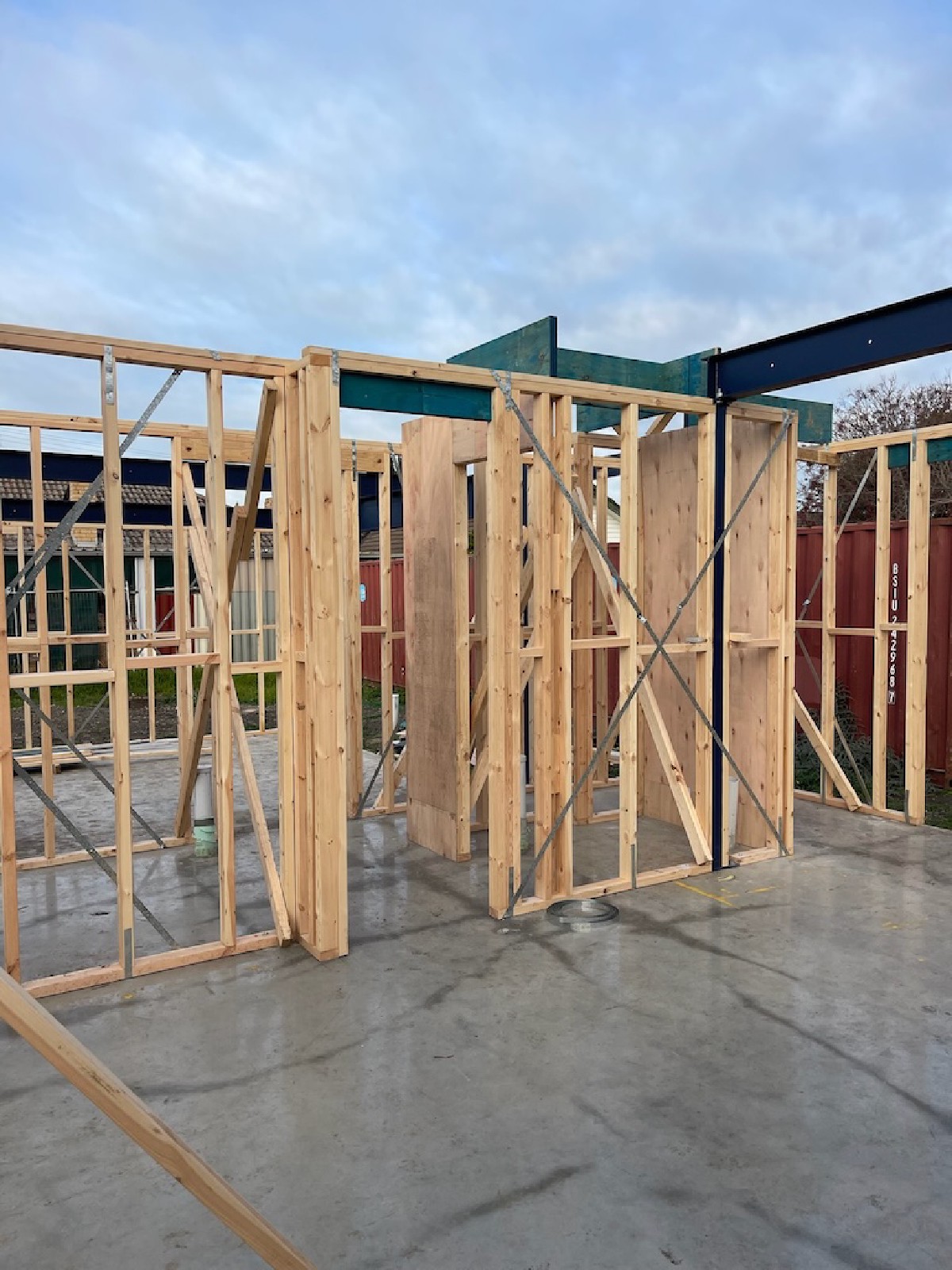 Mid build progress across the frame