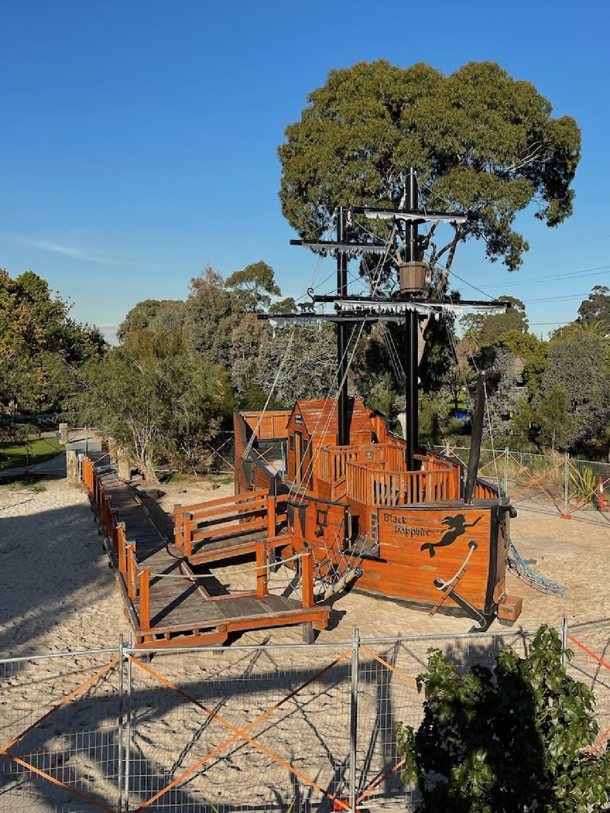 Safety rails and finishes on the refurbished play ship