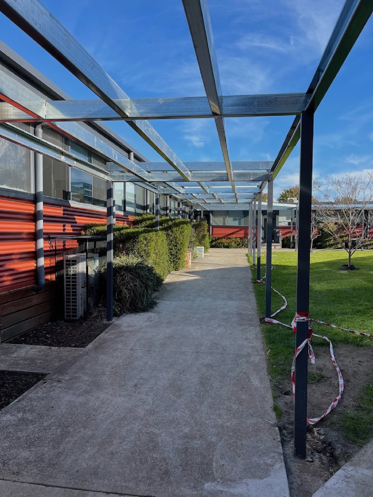 Steel framing members on site