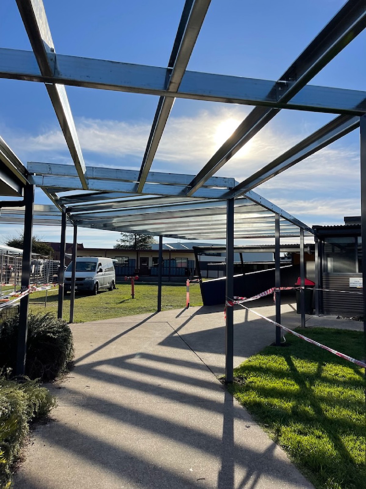 Steel framing completed for roofer